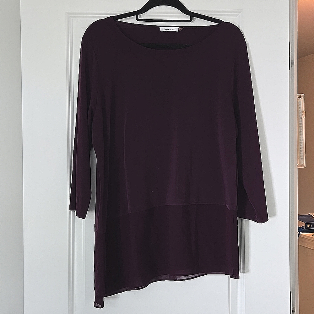 Purple Chiffon Hem Tunic